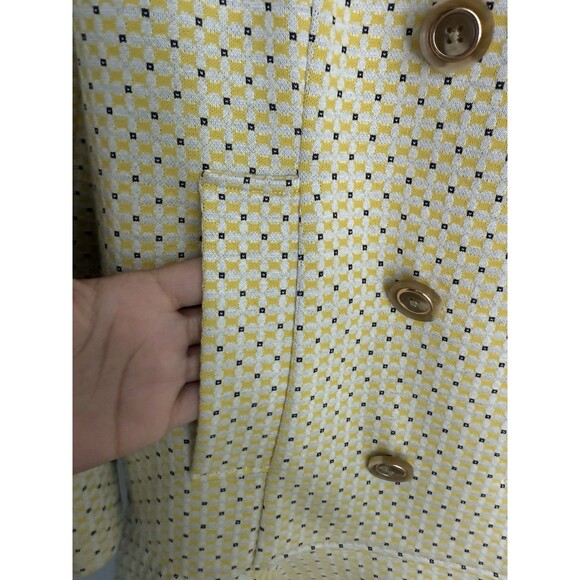 Cabi Hobnob Topper Coat Size S Yellow Black Daffodil Print Double Breasted #6249 - Picture 12 of 15
